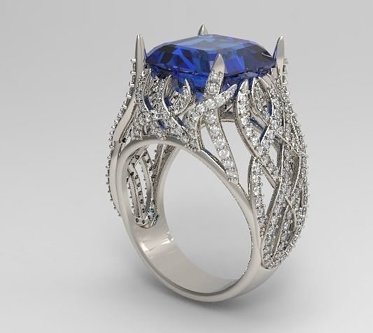 Meydan elmas mücevher yüzük doğal tasarım altın ağaç takı gümüş yazdırılabilir yüzükler 3D print model - Mito3D