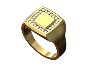 Quadrat Diamant geometrisch Signet Ring Schmuck druckbar Gold Silber Sterling Männer Menring Mode Luxus modern klassisch minimalistisch einfach 3d print model - Mito3D