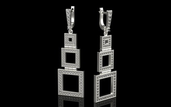 piazza orecchino gemma rosa oro argento gioielleria orecchini 3d print model - Mito3D