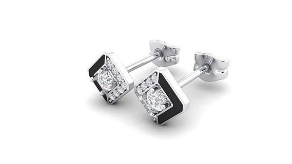 square earring gold jewelry diamond earrings 3d print model - Mito3D