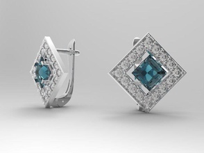 square earring gem size 6mm jewelry jewel ring gold 3dmodel 3dprint printable prototype 3djewel 3dwax wax 3dprintmodel printjewel 3dring brilliant plane regular quadrate earrings 3d print model - Mito3D