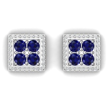 square earring jewelry silver gem printable sapphire earrings 3d print model - Mito3D