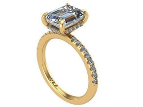 square halo ring diamond golden silver jewelry rings 3d print model - Mito3D