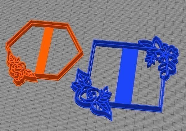 cuadrado hexágono galleta cortador conjunto impresión marcador texturizador torta fondant casa cocina comida 3D print model - Mito3D