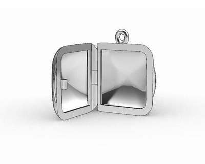 square locket integrated hinge clasp - 20mm pendant jewellery jewelry necklace sentiment memento gift gold silver printable castable customisable rhino3d finejewellery pendants 3d print model - Mito3D