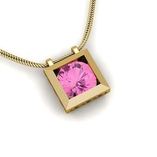 square pink gem woman pendant diamond color stone ring jewelry gold rhino matrix art design pendants 3d print model - Mito3D