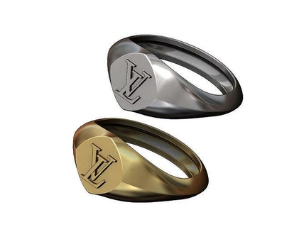 Meydan dörtgen Louis Vuitton logo kopya mühür yüzük takı yazdırılabilir altın gümüş mücevher joaillier sterlin lüks yüzüğü Menring sembol moda Aksesuarlar yüzükler 3d print model - Mito3D