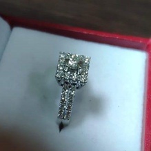 square ring squarering diamondring haloring halo wedding jewelry rings 3d print model - Mito3D