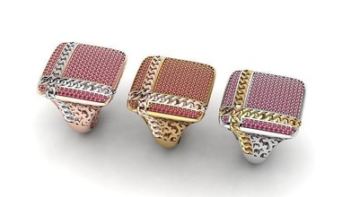 Quadrat Ring Kette Gold Schmuck Silber Diamant Juwel Engagement Hochzeit Mode Goldring Ringe 3d print model - Mito3D