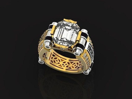 square ring men 834 unisex rings vintage electroplated creative copper rhinestone inlaid carved fashion finger punk cocktail party engagement retro jewelry massive wide 3d print model - Mito3D