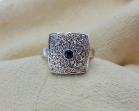 quadrat ring steine schmuck gold silber diamant druckbar mode brillant saphir juwel kleidung engagement ringe 3d print model - Mito3D