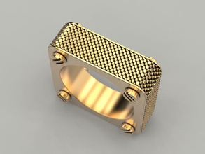 anel quadrado jóias imprimir 3dprinted printable anéis o design jóia de ouro printabl impressão prototipagem prata casamento motociclista escurecimento textura praça 3d print model - Mito3D