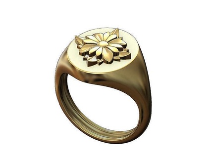 square rosette oval signet ring flower antique jewelry printable silver jewellery joaillier sterling luxury signetring fashion fashionring gold floral womenring rings 3d print model - Mito3D