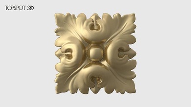 square rosette carving rosette acanthus renaissance baroque onlay interior design moulding finishes cnc classic furniture art square carved highpoly 3dprint  3d print model - Mito3D