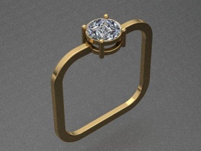 quadrat geformt diamant ring design schmuck druckbar gold juwel goldener quadrieren foursquarering luxus 3dring 3ddesign 3dprint 3dmodel drucken 3d tiffany rolex ringe 3d print model - Mito3D