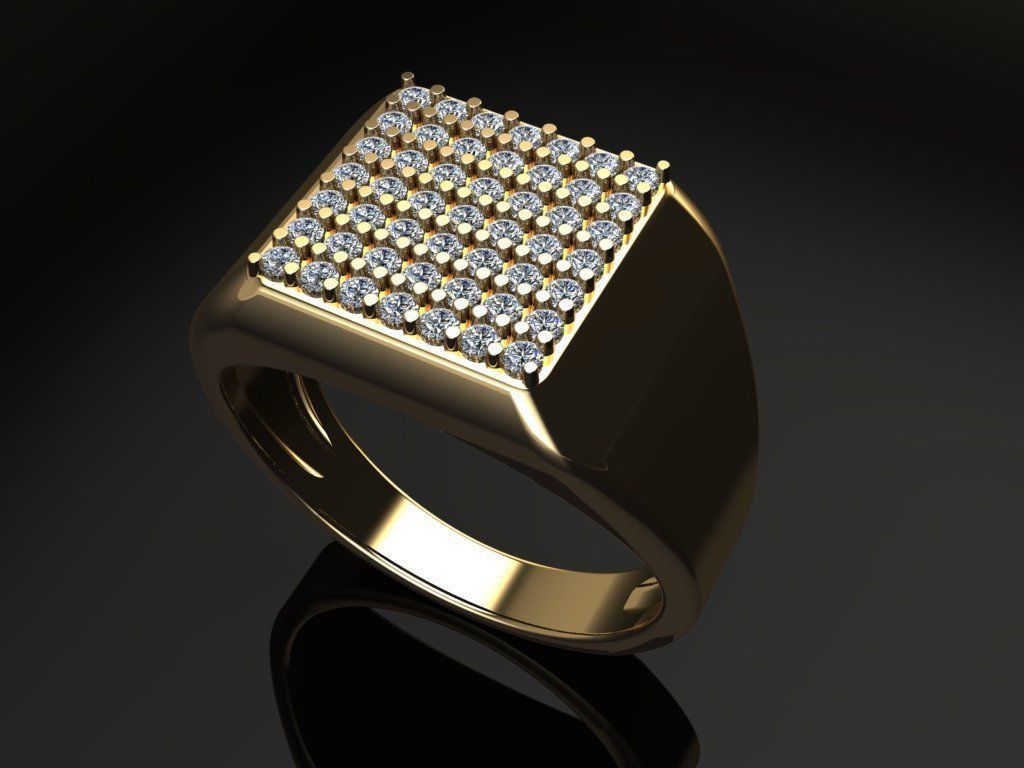 carré sceau diamant grappe bague bande mélanger Taille bijoux 1mm Hommes femelle femmes unisexe mode anneaux 3D print model - Mito3D