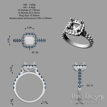 square stone ring jewelry rings diamond diamonds gems gemstones gem jewellery precious stones brilliant gold 3d print model gemstone jewels jewllery cut 3d print model - Mito3D