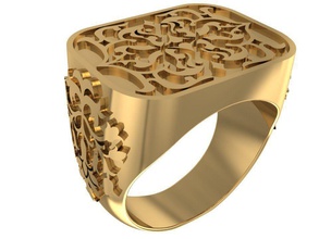 square style signet ring jewelry old ornamental armenian male nogem ironwork gold silver cast rings soft edges edge men brutal 3d print model - Mito3D