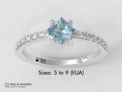 cuadrado piedra preciosa anillo anillos oro joyería joya paulorani moda Moda clásico moderno plata diamante 3d print model - Mito3D