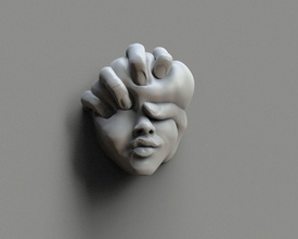 pressé visage art sculpture moderne abstrait intérieur sculptures 3d print model - Mito3D