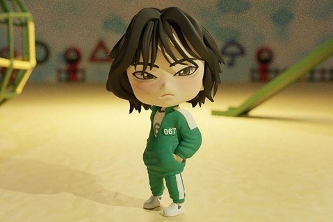 calamaro gioco 6 kang sae byeok ciaook ciao nendoroid round6 067 player067 chibi giocattolo arte sculture 3d print model - Mito3D
