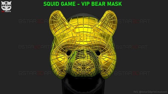 calamar Jeu masque VIP ours cosplay bstar3dprint polygone face accessoires costume cloner no29 serveur homme luxe Jeux jouets 3d print model - Mito3D
