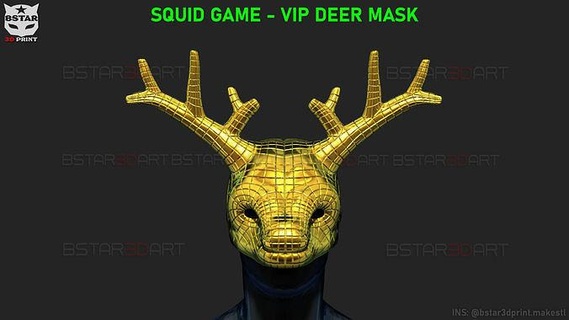 squid game mask - vip deer cosplay bstar3dprint polygon front accessories costume clone no29 waiter squidgame man luxury games toys 3d print model - Mito3D