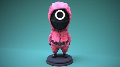 squid game pink soldier ready 3d print sculptures art character cute anime fantasy figure toy sculpture squidgame pinksoldier netflix cartoon statue actionfigure 3d print model - Mito3D