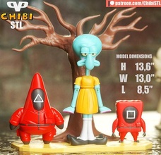 calamaro gioco x spugna mare chibi 3d stampa stl giochi giocattoli 3d print model - Mito3D