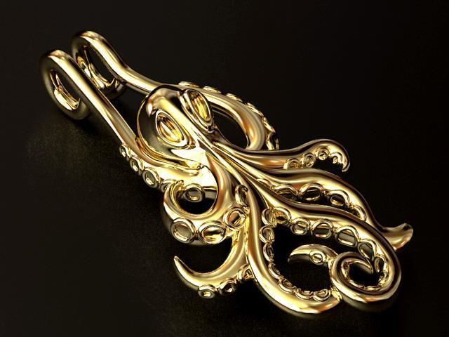 squid p octopus pendant in gold jewelry silver sealife sea pendants animal 3D print model - Mito3D