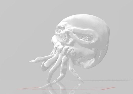 Tintenfisch Schädel Fantasie Kunst Schreibtisch Skelett 3d print model - Mito3D
