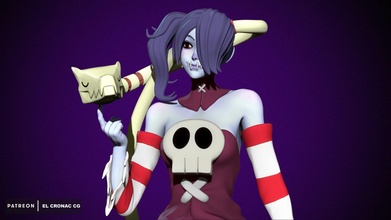 squigly - skullgirls girl fanart patreon figure zombie games toys 3d print model - Mito3D