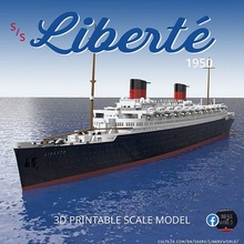 ss liberte ocean liner 1950 - waterline printable model hull frenchline titanic cgt transatlantic steamer miniatures ship watercraft hobby diy 3d print model - Mito3D