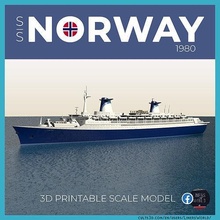 ss noruega 1980 cruzeiro navio casco linha água embarcação mar oceano ncl frança caribenho escala resina barco histórico passatempo faça 3d print model - Mito3D