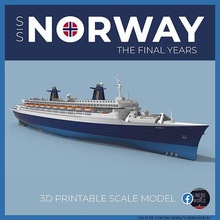 ss norway cruise ship - final years version waterline ocean liner boat ncl france paquebot transatlantique resin scale model carribean french historic watercraft cruising nautical games toys 3d print model - Mito3D