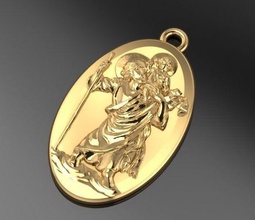 st christopher pendant 3d model religious jewelry print character man printing martyrs faith hope religion saint christian printable obj pendants 3d print model - Mito3D