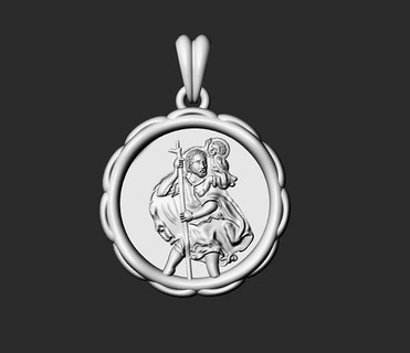 st christopher pendant design saint jesus father patron religious christian god relief bas jewelry jewellery deity art sculptures pendants necklace 3d print model - Mito3D