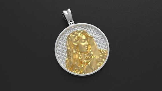 st mary pendant necklace bas-relief printable sculpture silver gold jewelry pendants prayer praying christianity church catholic orthodox faith jewellery religiou mariam character face art sculptures 3d print model - Mito3D