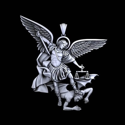 st michael archange pendentif sculpture christianisme traverser religion bijoux religiou objet catholicisme statue dieu saint lucifer prier pendentifs 3d print model - Mito3D