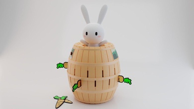 pugnalato pirata arcobaleno coniglietto versione giocattolo divertimento carina bambino coniglio gioco cartone animato giovane giochi giocattoli 3d print model - Mito3D