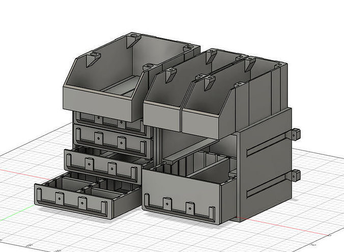 empiler Maître pro espace rangement récipient poubelle cool lourd devoir pla impression buse extrudeuse électronique petit pièces outil colle modulaire mur monté maison 3D print model - Mito3D