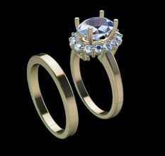 stack oval diamond halo engagement ring set jewelry jewellry precious gem luxury jewel engagem fashion women rings 3d print model - Mito3D