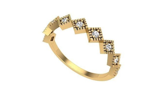 empiler bague bijoux or imprimable diamant engagement argent bijou mariage platine sterling gemme engagem goujat anneaux 3d print model - Mito3D