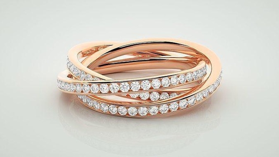 stapelbar Diamant Ring 3dm stl Detail Schmuck Band Frauenring Hochzeit Hälfte Ewigkeit Engagement druckbar Solitär Ewigkeitsband Ringe Mode Gold 3d print model - Mito3D