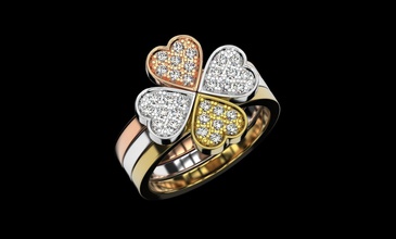grup kalp elmas istifleme tercümesi minimalist özel yüzük takı düğün gergedan 3d baskı yazdırılabilir model modelleme altın Gümüş taşlar 3d print model - Mito3D