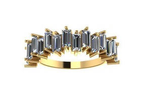gestaffelt Stangenbrot Jahrestag Band Schmuck Ring Diamant cad druckbar Silber Gold Juwel Sterling Geburtstag Feier Ringe 3d print model - Mito3D