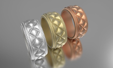 in acciaio inox con motivo diamante, milligrain anello vintage band gioielli l'acciaio diamante modello oro argento stampabile gioiello la sterlina matrimonio di fidanzamento 3d stampa gemma anelli 3d print model - Mito3D