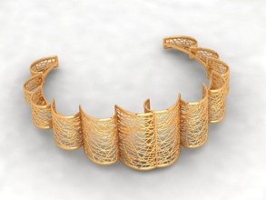 bangle gold jar golden bracelet cuff jewelry jewellery print printing printable cast bracelets silver fashion modern lux art flower pattern 3d print model - Mito3D