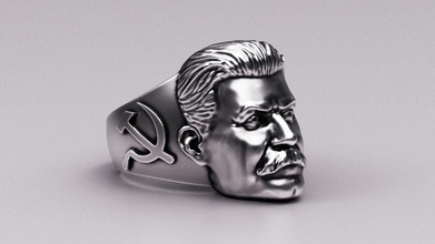 stalin ring russian military truck moscow character putin lenin leader miniature collectible silver printable jewellery art portrait sculpture famous jewelry rings 3d print model - Mito3D