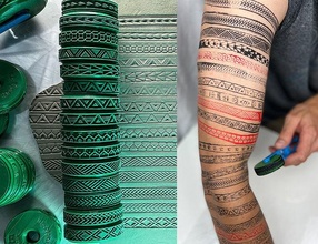timbre roues Peinture corporelle maori tatouages zélande tatouage modèle argile texture roue outil rouleau gamins peindre poterie céramique loisir DIY main outils 3d print model - Mito3D